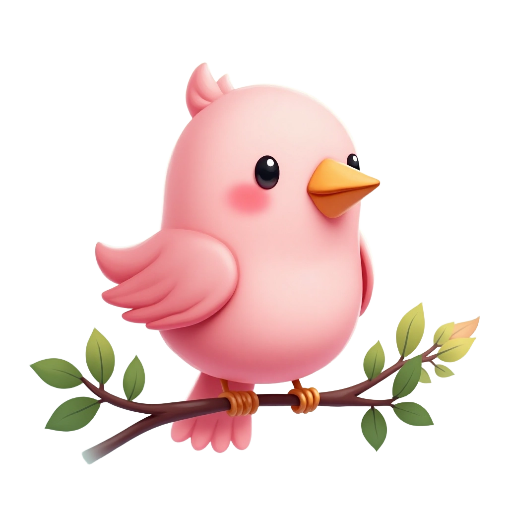 Pink Bird on a Branch